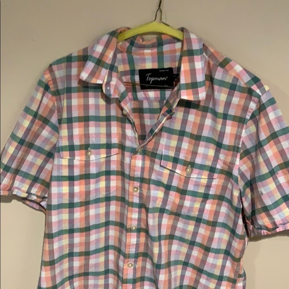 Plaid Topman button down shirt size L